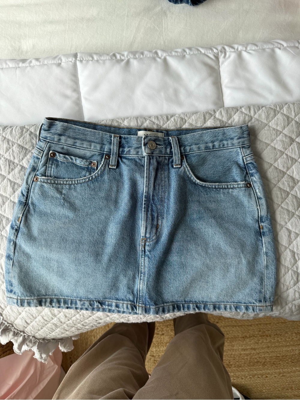 Agolde Light Blue Denim Mini Skirt